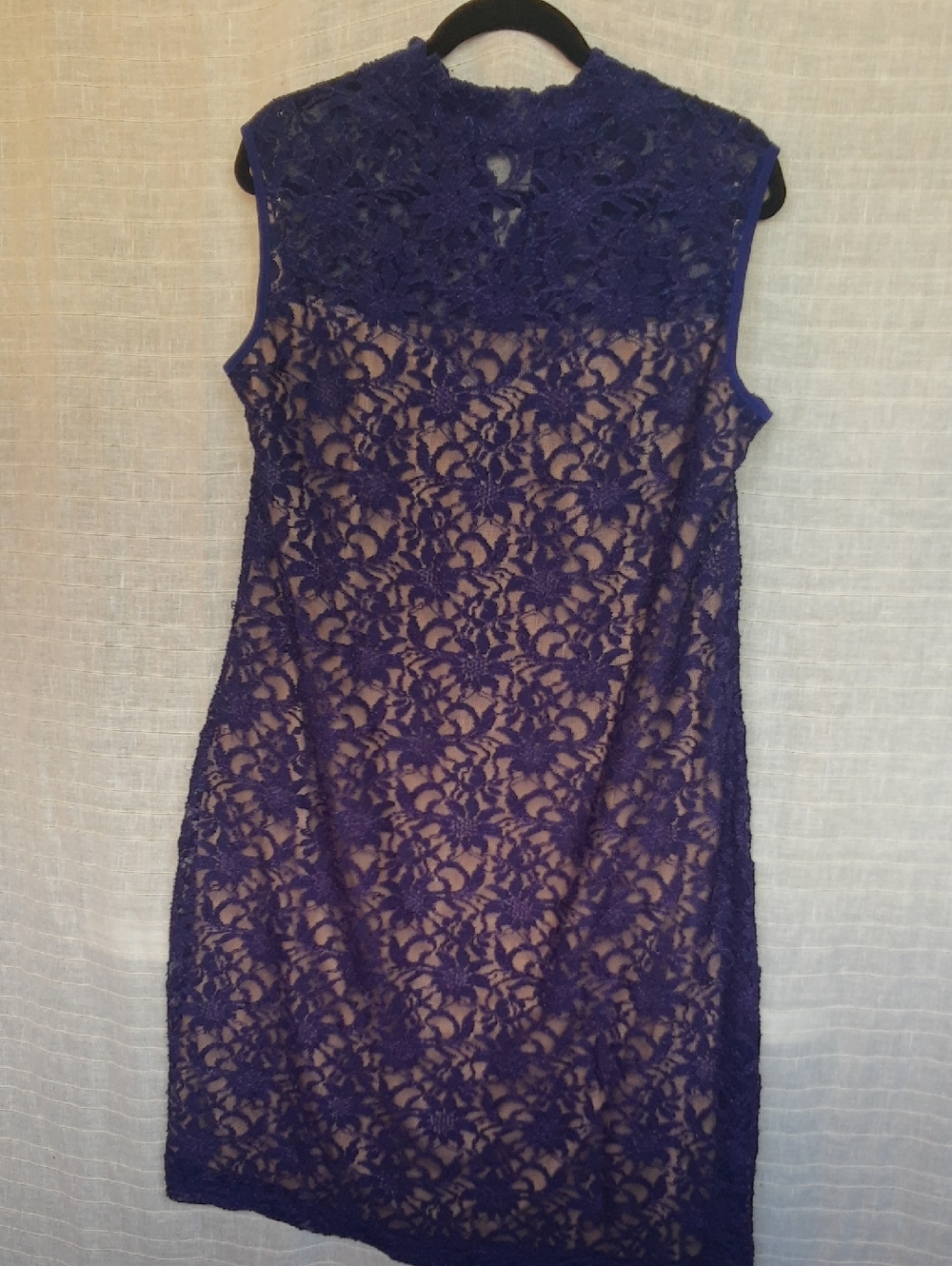 Sleeveless Purple Lace Sheath Dress